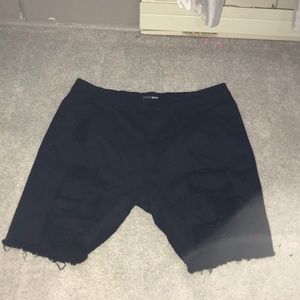 Distressed high waisted down to the knee shorts